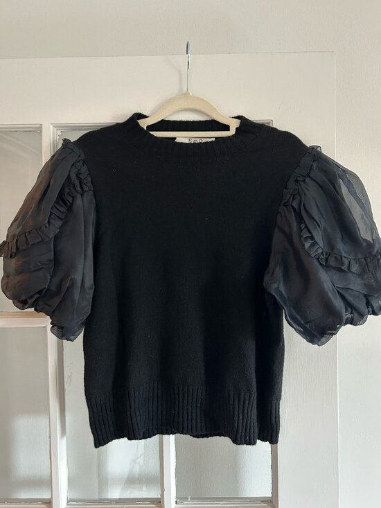 Sea New York Tops - SEA NY Nuria Organza Puff Sleeve Sweater Top